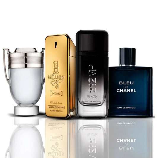 Zestaw 4 Perfumy - Invictus + One Million + 212 VIP Black + Bleu de Chanel 100ML.