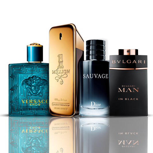 Zestaw 4 Perfumy - Eros Versace + One Million Paco Rabanne + Bvlgari Man in Black + Sauvage Dior 100ML.